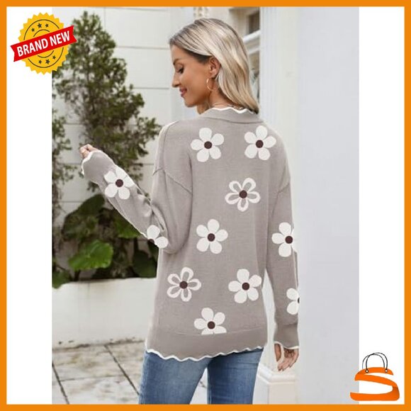 Lightweight Ribbed V-Neck Sweater Long Sleeve Pullover Fall Casual - Picture 3 of 8